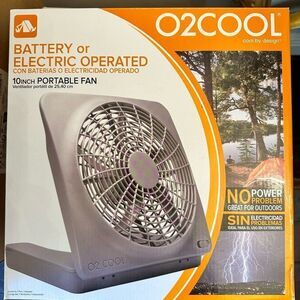 Cool By Design O2Cool  Battery-Operated Portable Fin Fan Gray 10"